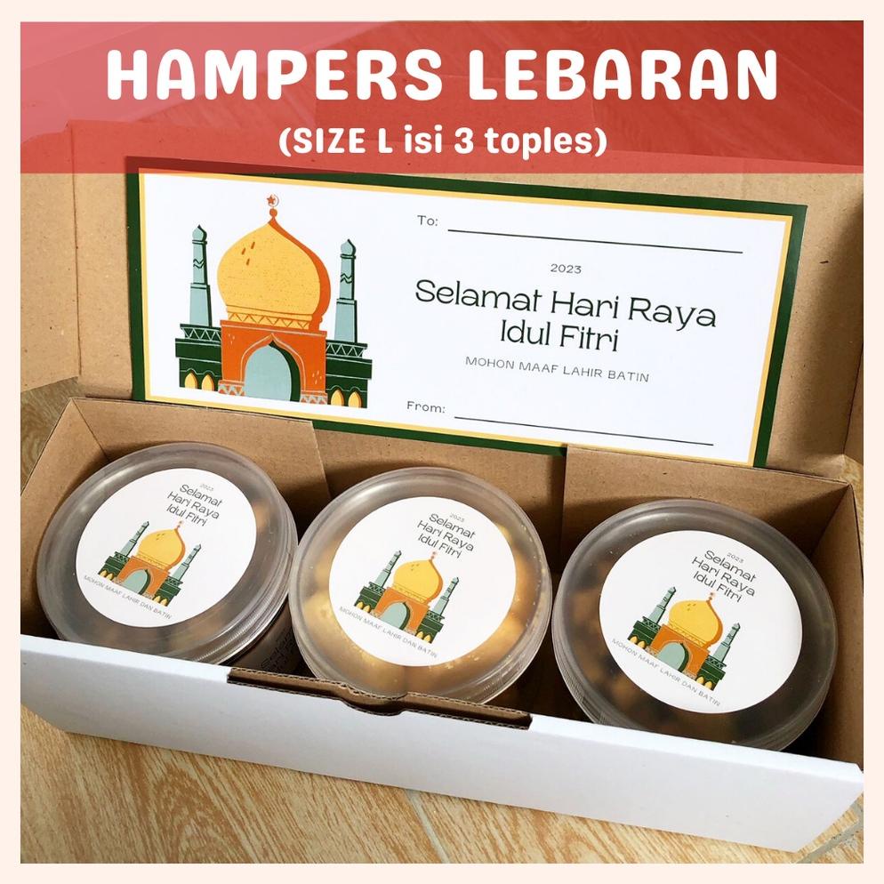 

[Delish Snacks] Hampers Lebaran 2023 Isi 3 Toples (L) / Bingkisan Parsel Parcel / Gift Box Makanan Tahun Baru Idul Fitri / Ramadhan Set Gift