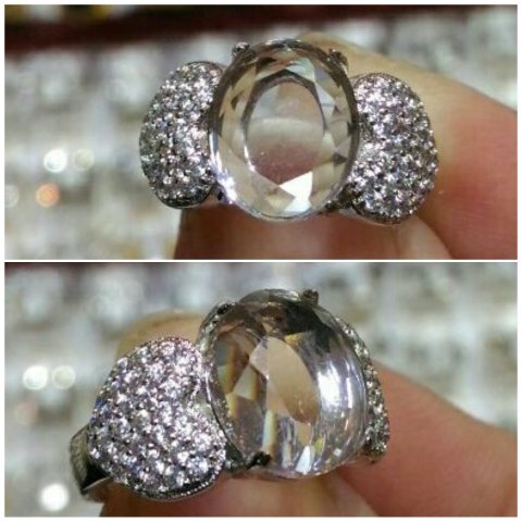 Batu Akik Cincin Wanita Batu White Aquamarine HQ 3s319