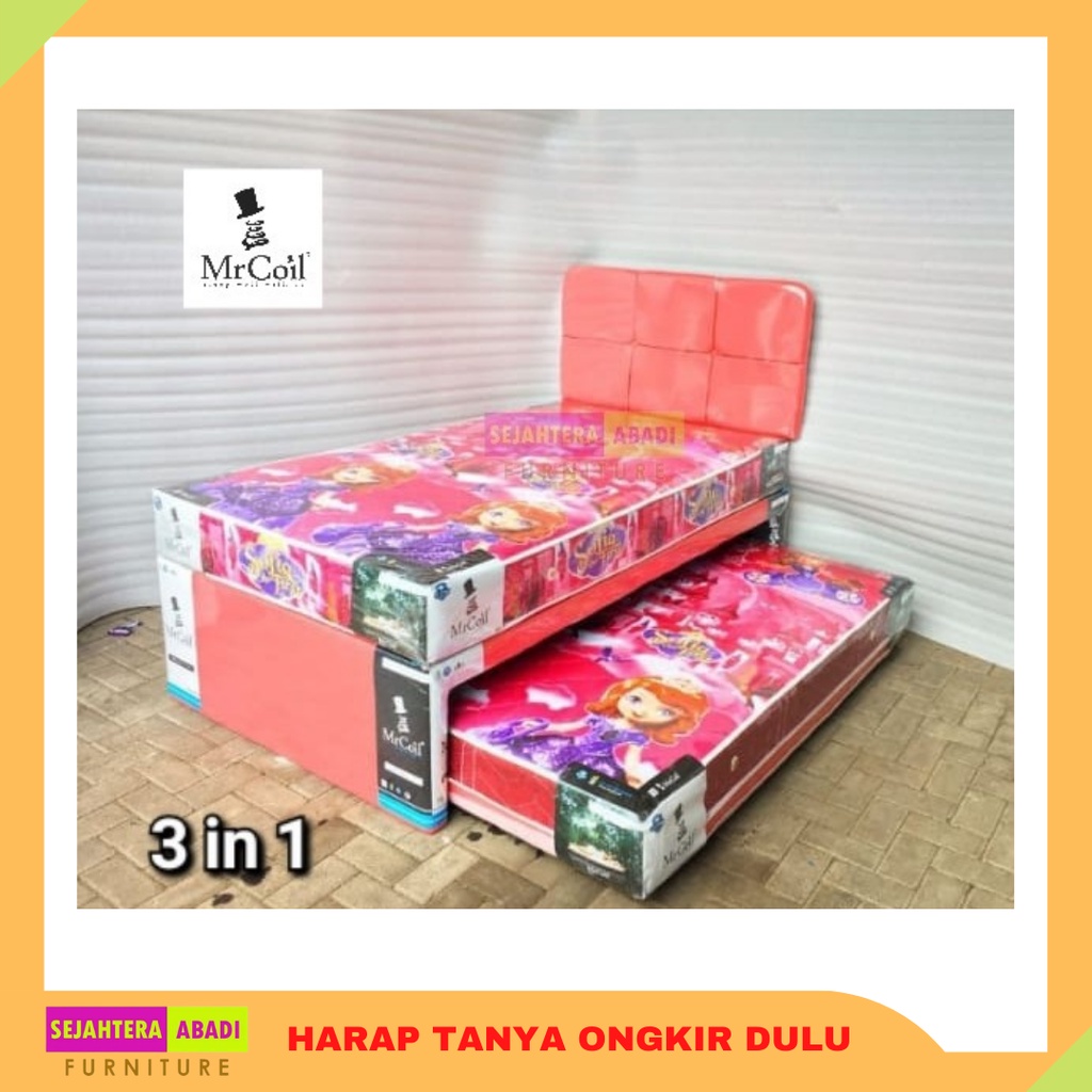 mr coil springbed 3in1 twin bed sorong standard & kids full set murah