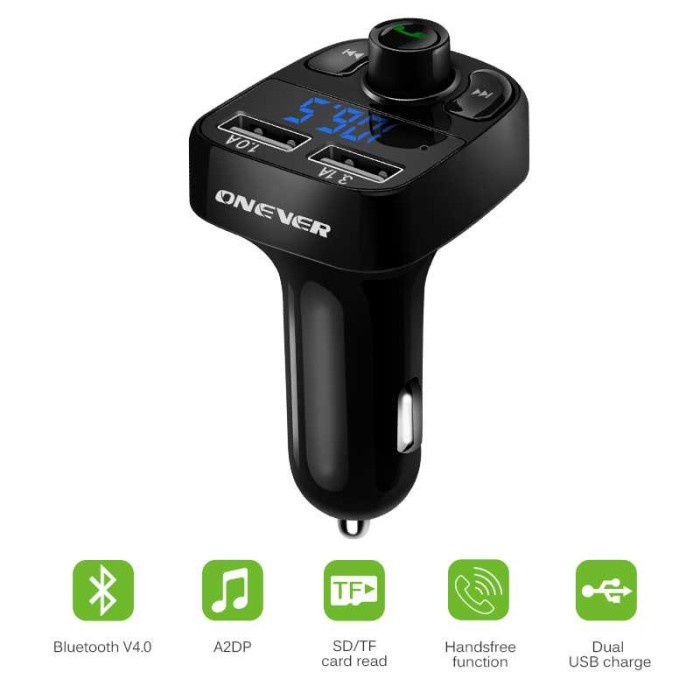 Adaptor Charging Bluetooth Audio Receiver FM Transmitter Handsfree Port USB Car Charger Universal