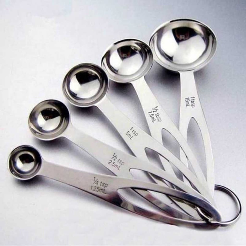 ~ PIYOSHI08 ~ Sendok Takar Cup Stainless Steel Measuring Spoon 1 Set 5 Pcs PD150