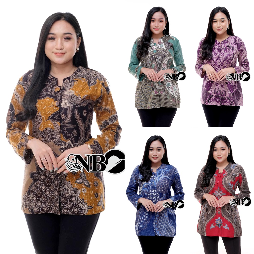 Baju Batik Wanita Modern Atasan Blouse Batik Kerja Kantor Wanita