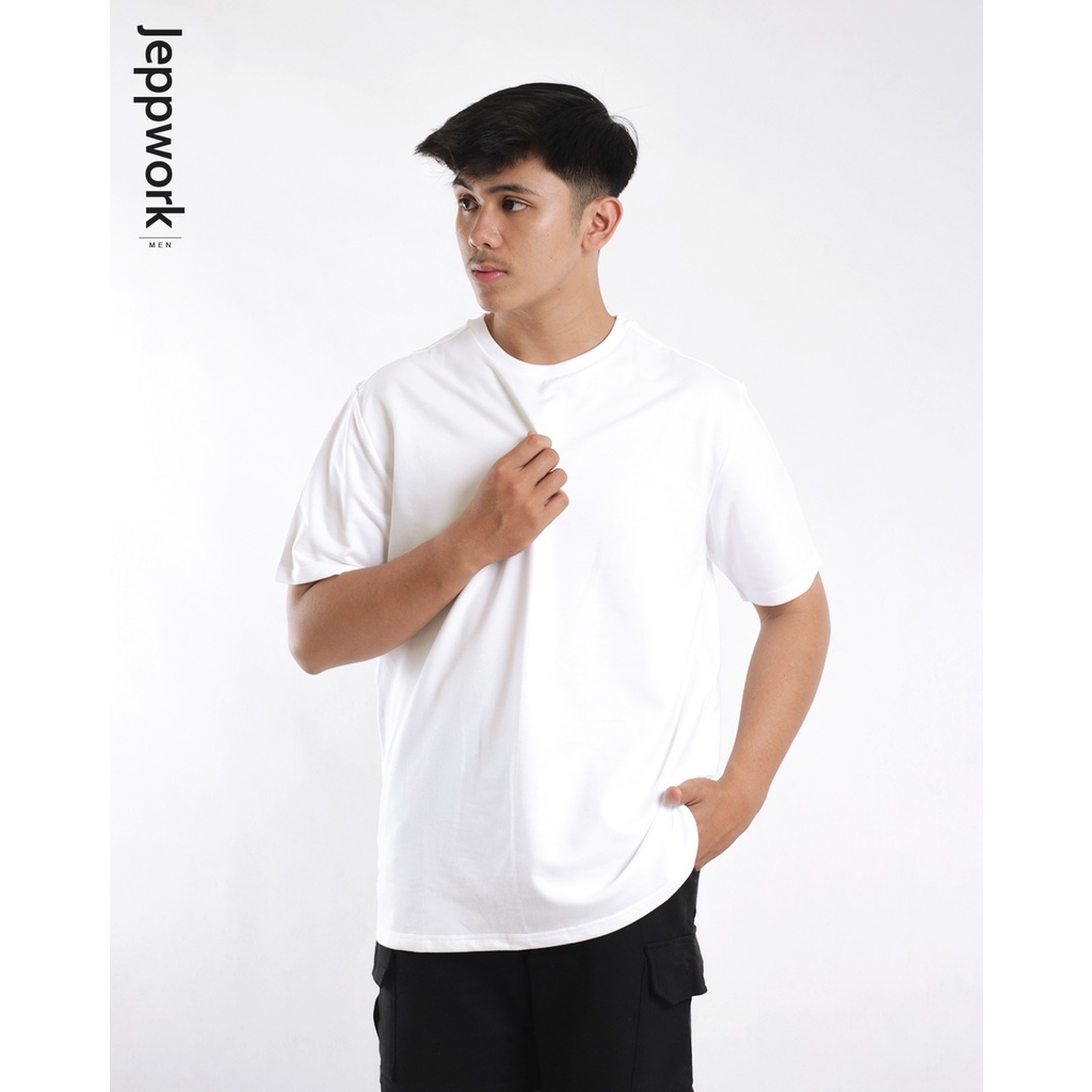 Jeppworks T-SHIRT Kerah Bulat Lengan Pendek Terry Putih Netral