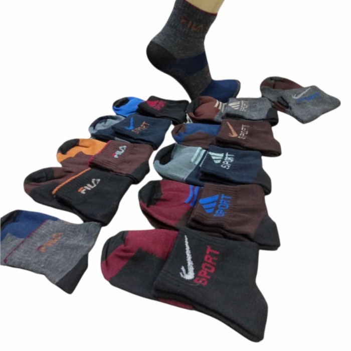 12 PASANG RANDOM KAOS KAKI OLAHRAGA PENDEK MOTIF RREMIUM SPORT SOCKS ANKLE PRIA WANITA DEWASA UNISEX