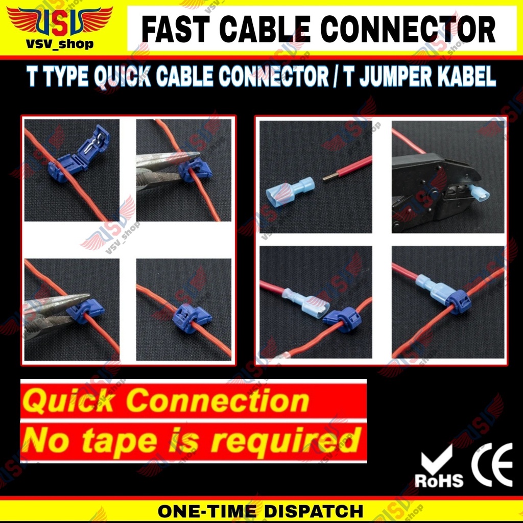 Konektor kabel listrik T Jumper Scotch Lock Quick Cable Connector Sambungan Kabel BIRU