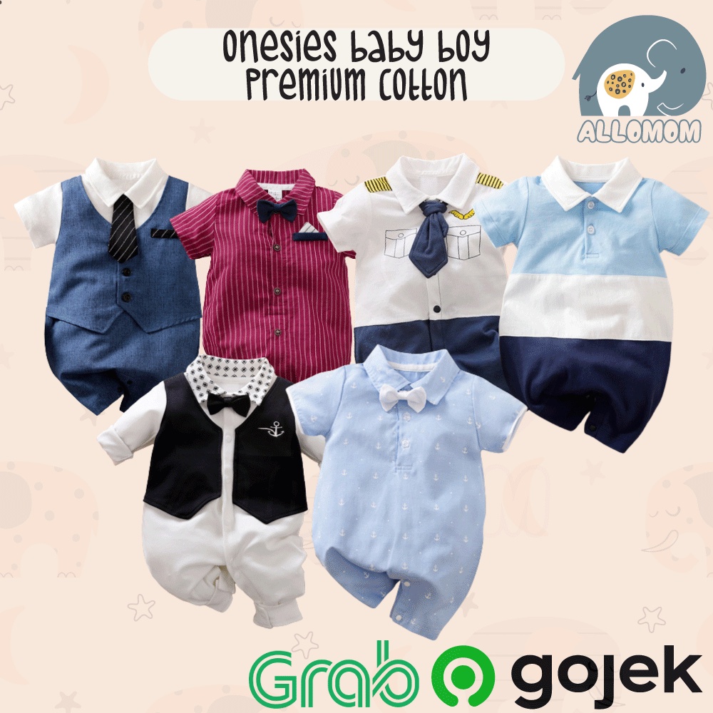 Baju Pesta Bayi Cowok / Acara Baby Suit Onesie Jumper Anak Laki Katun Romper Formal