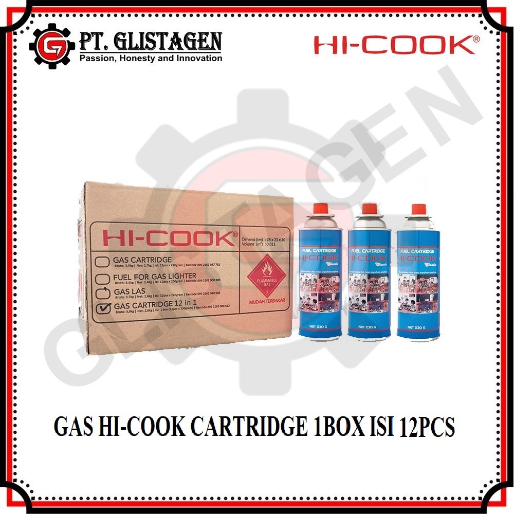 Hi-Cook Gas Kompor Portable 230gr 12in1 / Gas Cartridge 1DUS isi 12pcs