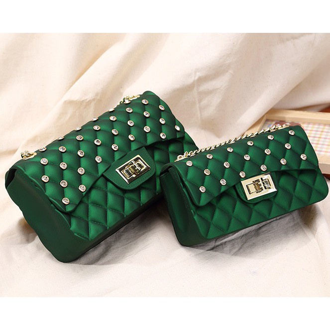 FYGALERY FYG1098 Tas Selempang Wanita Jelly Matte Maxi Diamond Motif Belah Ketupat 22Cm Slingbah Polos Fashion Murah