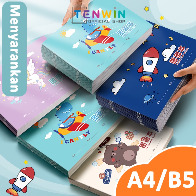 

A4/B5 Painting Book / Buku Gambar 20 Lembar Kertas Tebal Tidak Tembus-Tenwin