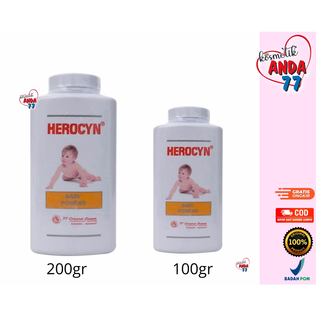 HEROCYN BABY POWDER 200 gr Bedak Bayi Anak Herosin - ready kosmetik pontianak