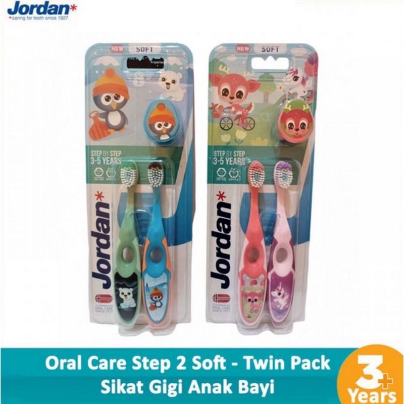 Jordan Oral Care Kids Twin Soft Isi 2 | Sikat Gigi (3-5 Years)