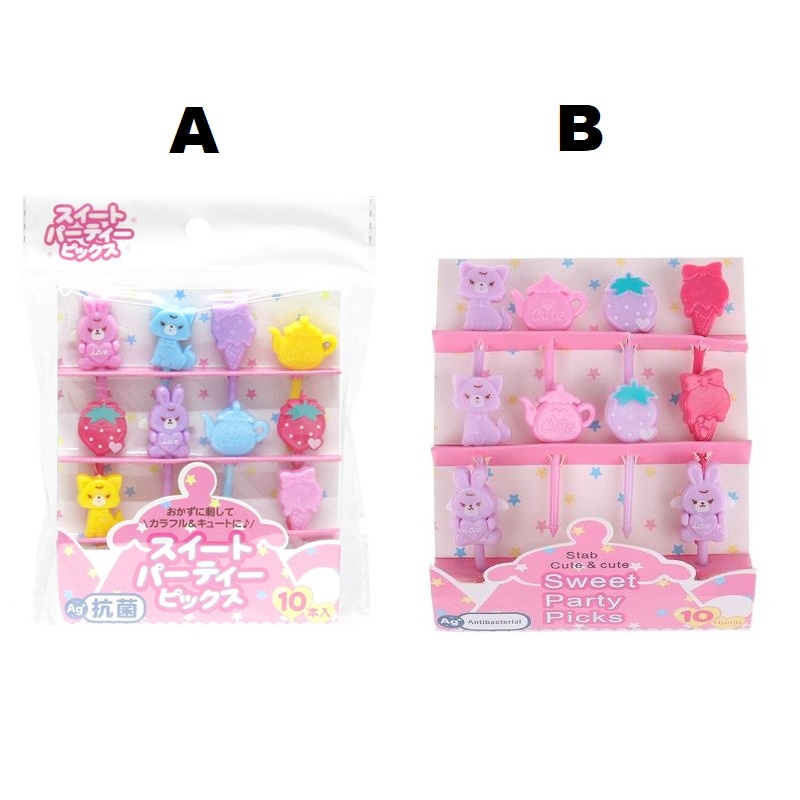 SWEET PARTY Garpu Buah Tusuk Tusukan Bento Makanan Bekal Fruit Fork Forks Food Pick Picks Bentuk Cut