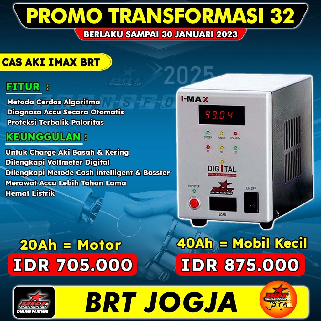 Charger Aki Cas Aki BRT 20 Ampere 40 Ampere buat Mobil dan Motor BRT