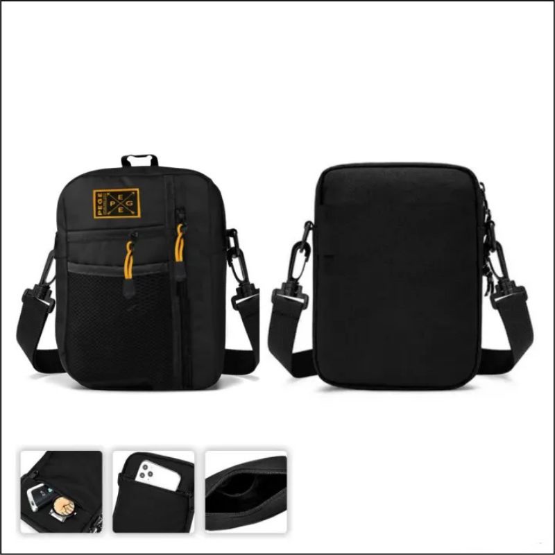 Tas Selempang Pria Wanita Slingbag Tas Casual Distro Marco Full Black -BG322