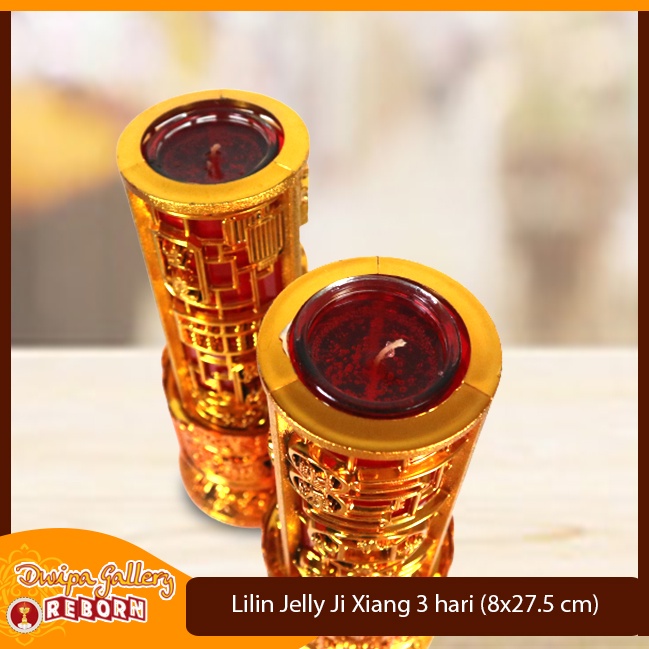 Lilin Jelly Gelas Merah Puja Sembahyang 3 hari Ji Xiang Tinggi 27,5cm