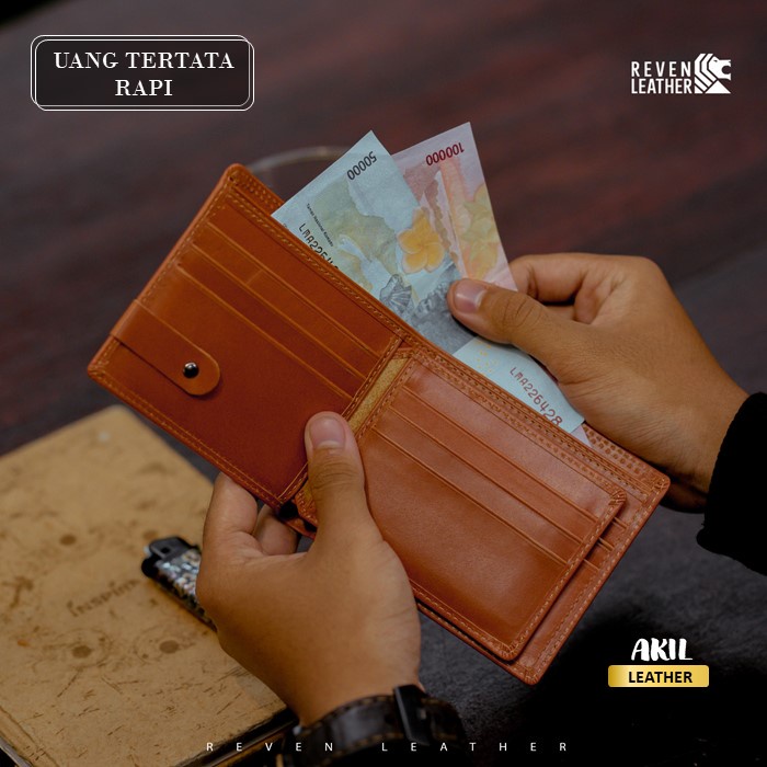 Dompet Lipat Kulit Pria Branded Reven Premium Leather Wallet Bahan 100% Kulit Sapi Asli Original Cowok Keren Terbaru