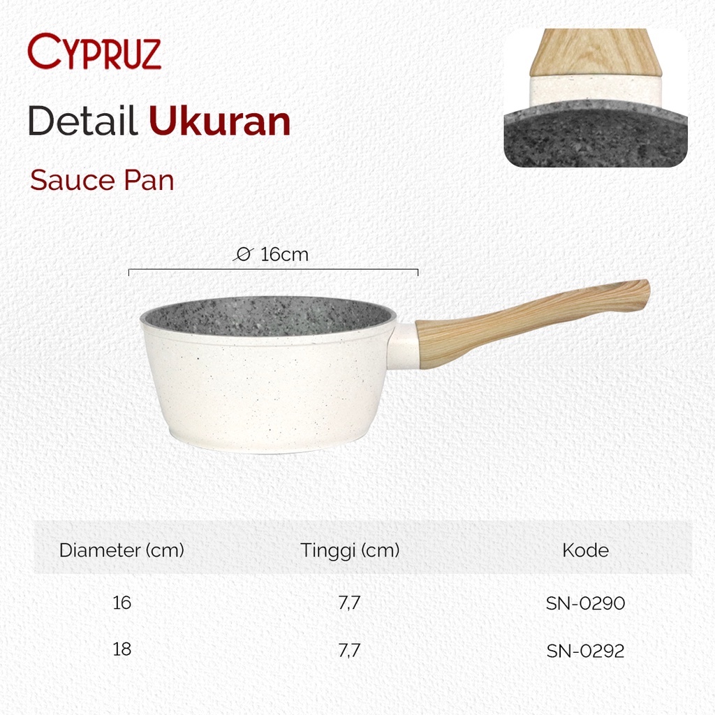 Cypruz Panci / Sauce Pan White Granite Series