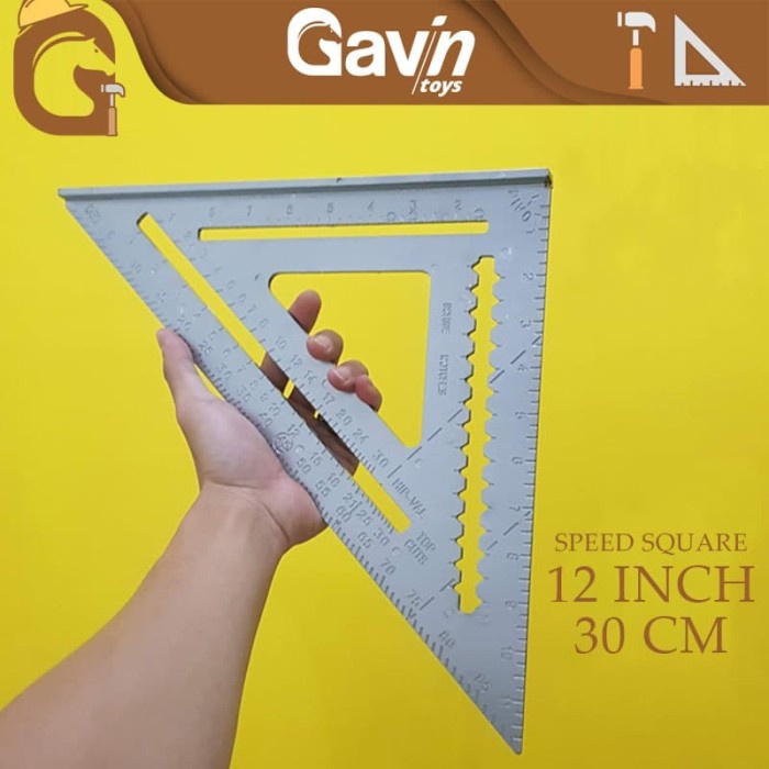 Speed Square 12 inch Woodworking Penggaris Siku Segitiga Tukang Murah