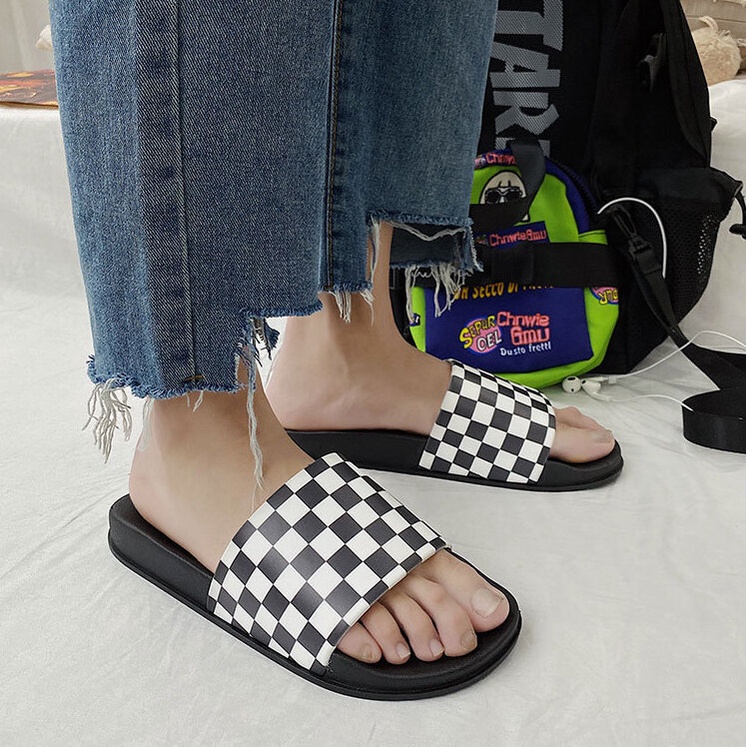 RYX - Checker Rubber Sandal Slip On Pria Fashion Casual / Jalan Jalan (NO BOX) - Ori Import