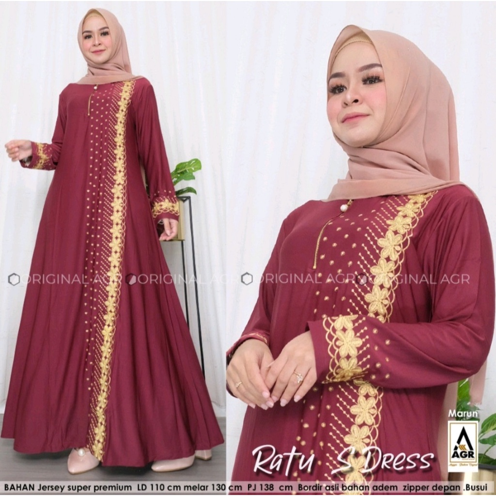 Dres Muslim Jumbo XXXL Ld 130 Athaar Maxy gamis dress bordir arabian arab terbaru jumbo wanita remaja murah ld 130cm grosir gamis seragaman kondangan baju lebaran ratu senja marun navi mocca rose botol hitam busui dreses arab murah grosir konveksi