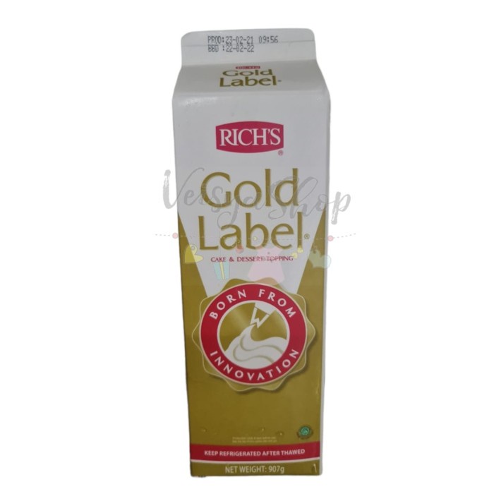 

[Ready Stock]bisa COD RICHS Rich's GOLD LABEL Whipping Cream 907 gr 1000 Whip Topping Emas - 907gr