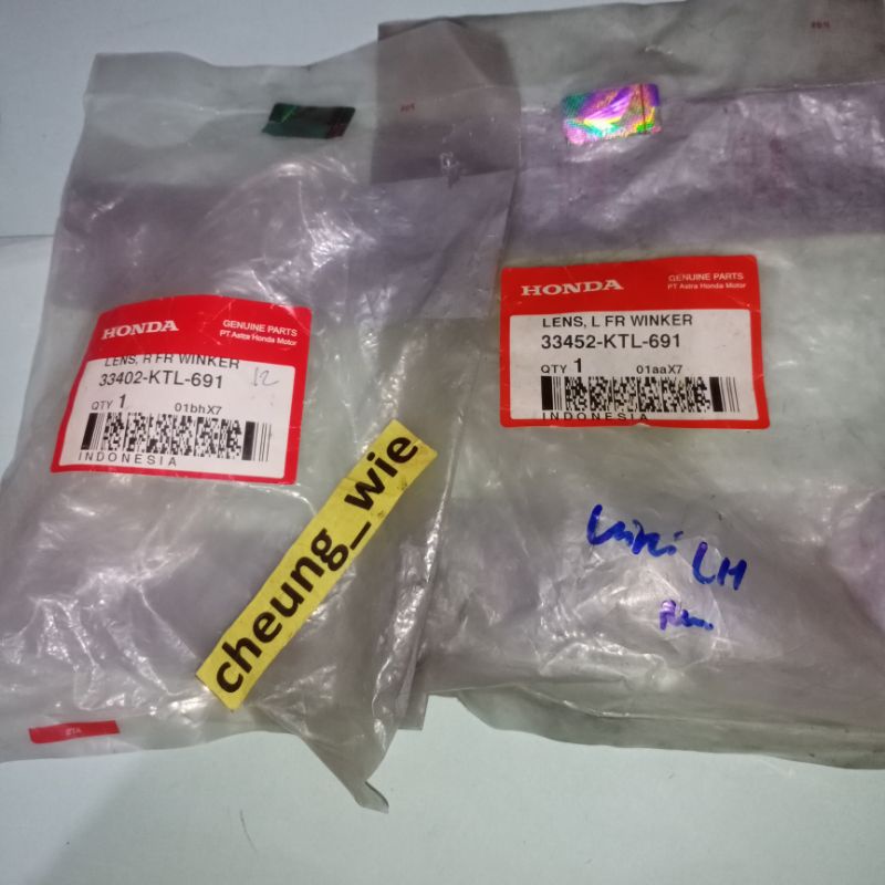 kaca mika lampu sen depan 2bh putih Honda Supra Fit New - Fit X ori AHM 33402KTL691 & 33452KTL691