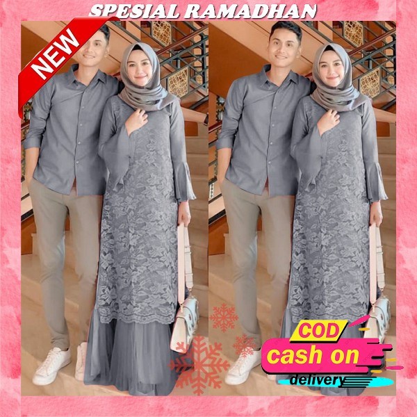 Cod Baju Batik Kapel Gamis Couple Batik Gamis Pasangan Muslim Sarimbit Keluarga Cople Suami Istri Wa