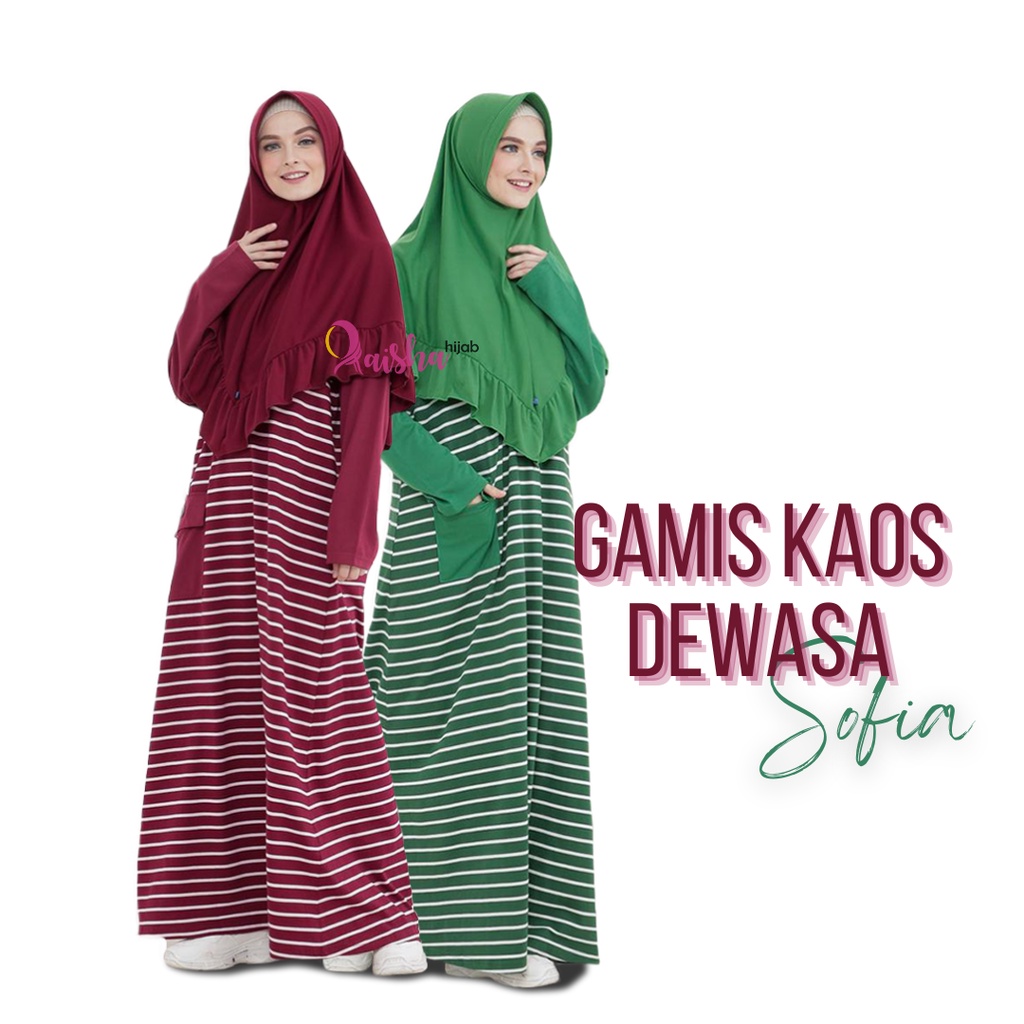 GAMIS KAOS WANITA DEWASA MOTIF GARIS SALUR BUSUI FRIENDLY