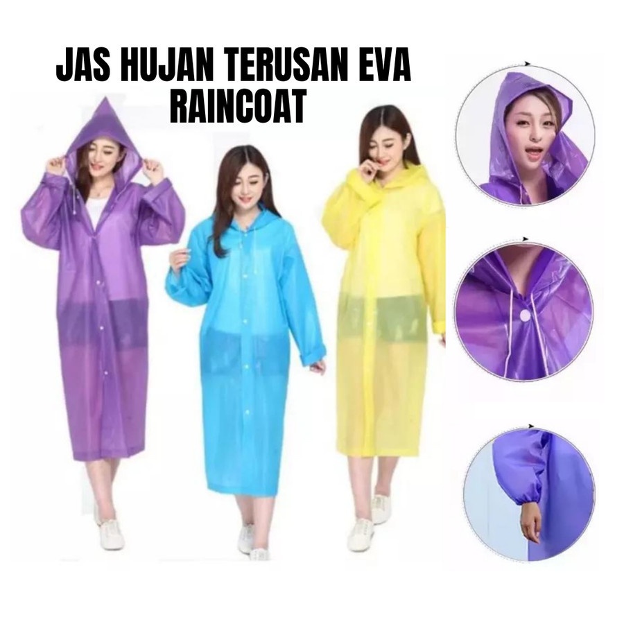 ⭐️ Jendela Kosmetik ⭐️ Jas Jaket Hujan Plastik Terusan Eva Polos / Jas Hujan Ponco /Jas Hujan Wanita Dewasa Terusan / Jas Hujan Eva / Jas Hujan Terusan