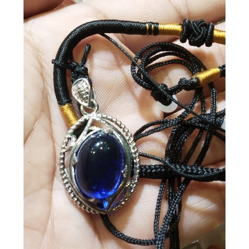 Batu Akik Kalung Liontin Pria Wanita Permata King Safir Sapphire Free Tali 3s80