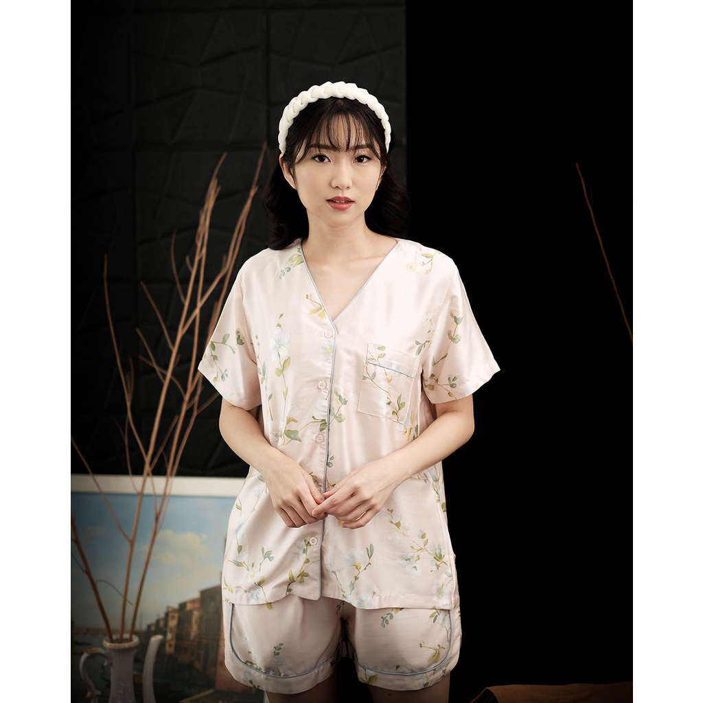 Cielyn - Ellyn V Neck - Delicate Series - Organic Silk Piyama Wanita Set