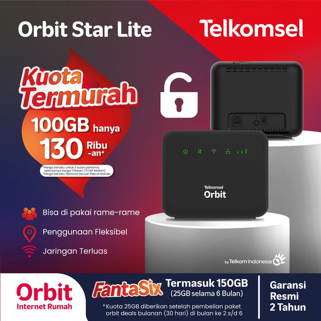 Orbit Telkomsel Orbit Star Lite Modem Wifi Home Router 4G Free Kuota 150Gb