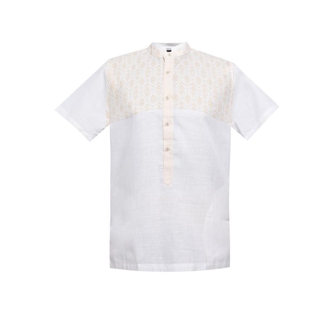 Discount Manzone Kemeja Koko Lengan Pendek BORVIN-WHITE Modern Fit /BAJU KOKO PRIA/BAJU KOKO DEWASA/