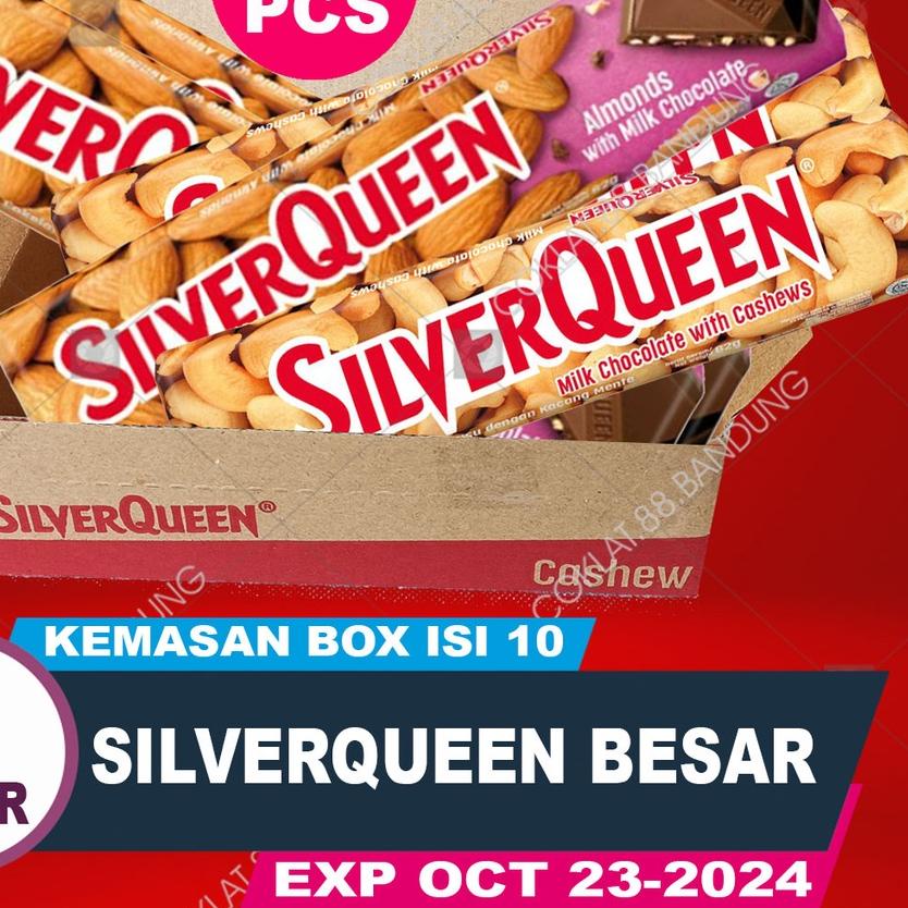 

♢ SILVERQUEEN 58gr 1 Box Isi 10 pcs EX 62 gr Cokelat Besar, Coklat SILVER QUEEN Buy 1 GET 1 10 Batang X 58 gr/gram Milk Chocolate Almond Cashew Mete Fruit Matcha Dark White 58 gram ♦