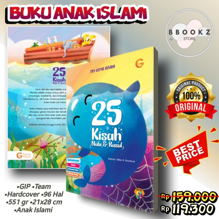 Terlaris Books 25 Kisah Nabi Dan Rasul Hard Cover Gip Buku Islami Anak Sirah Cerita