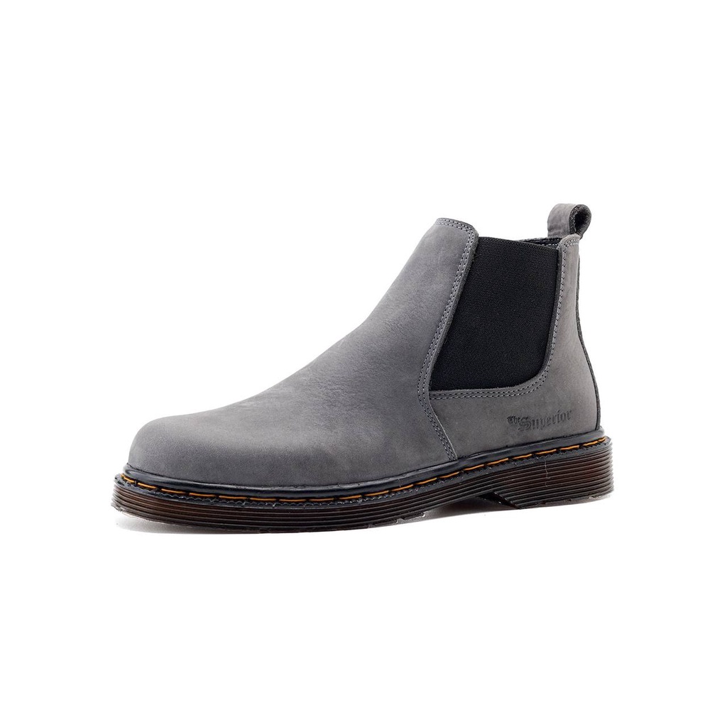 Mancow Chelsea Boots Crazy Horse Grey Sepatu Formal Pria Wanita Original Kulit Asli