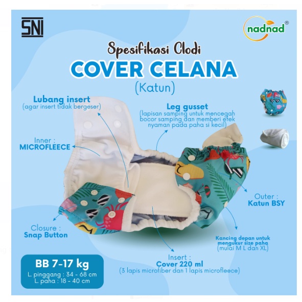 Paket 2 Pcs Clodi Cover Free Bonus Baby Gold Popok Kain Cuci Ulang Popok Clodi Cover Perekat BB 3-11 Kg Celana BB 7-17 Kg Murah