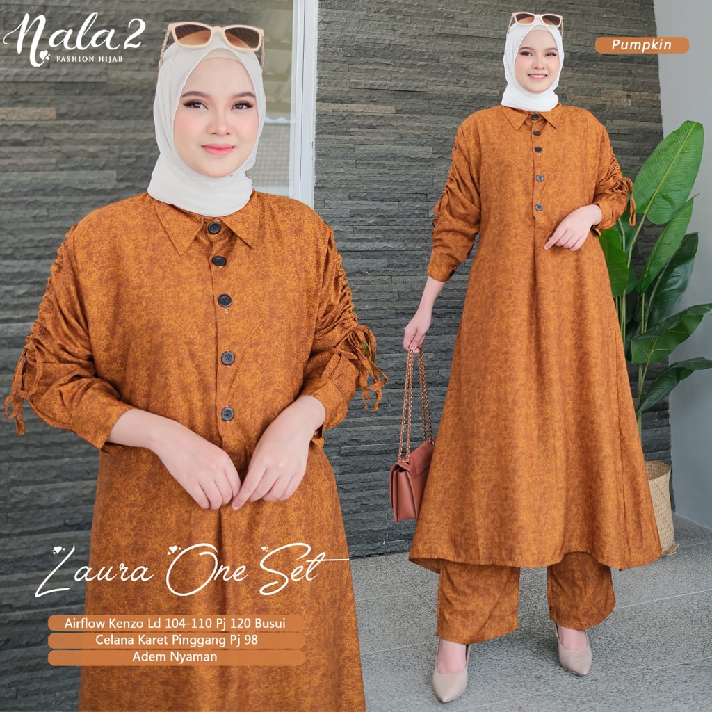 zaura set stelan setelan 1set oneset setcel baju pakaian tunik tunic celana kulot jumbo big size ld 