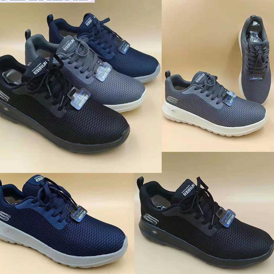 PALING DIMINATI SKECHERS kasual sepatu casual sepatu pria hitam slip on cowok rajut pria shoes