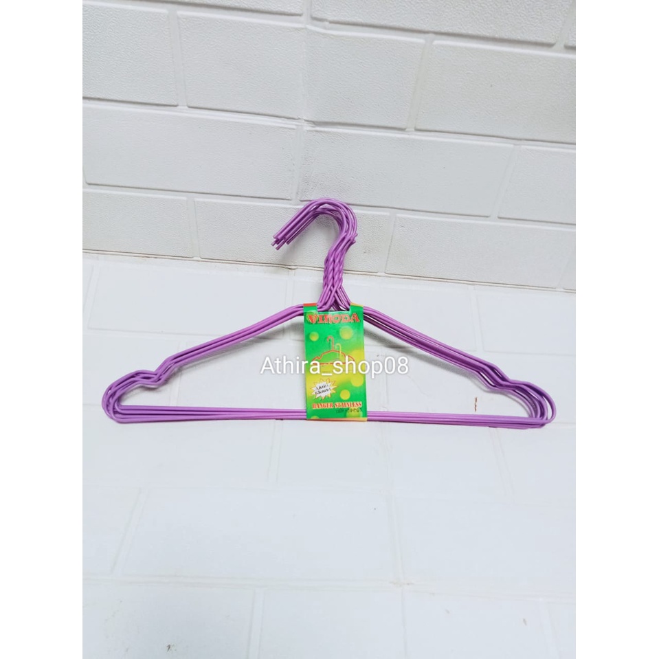 HANGER KAWAT WARNA VINODA / HANGER STAINLESS COATING WARNA ISI 10PCS / GANTUNGAN BAJU STAINLESS