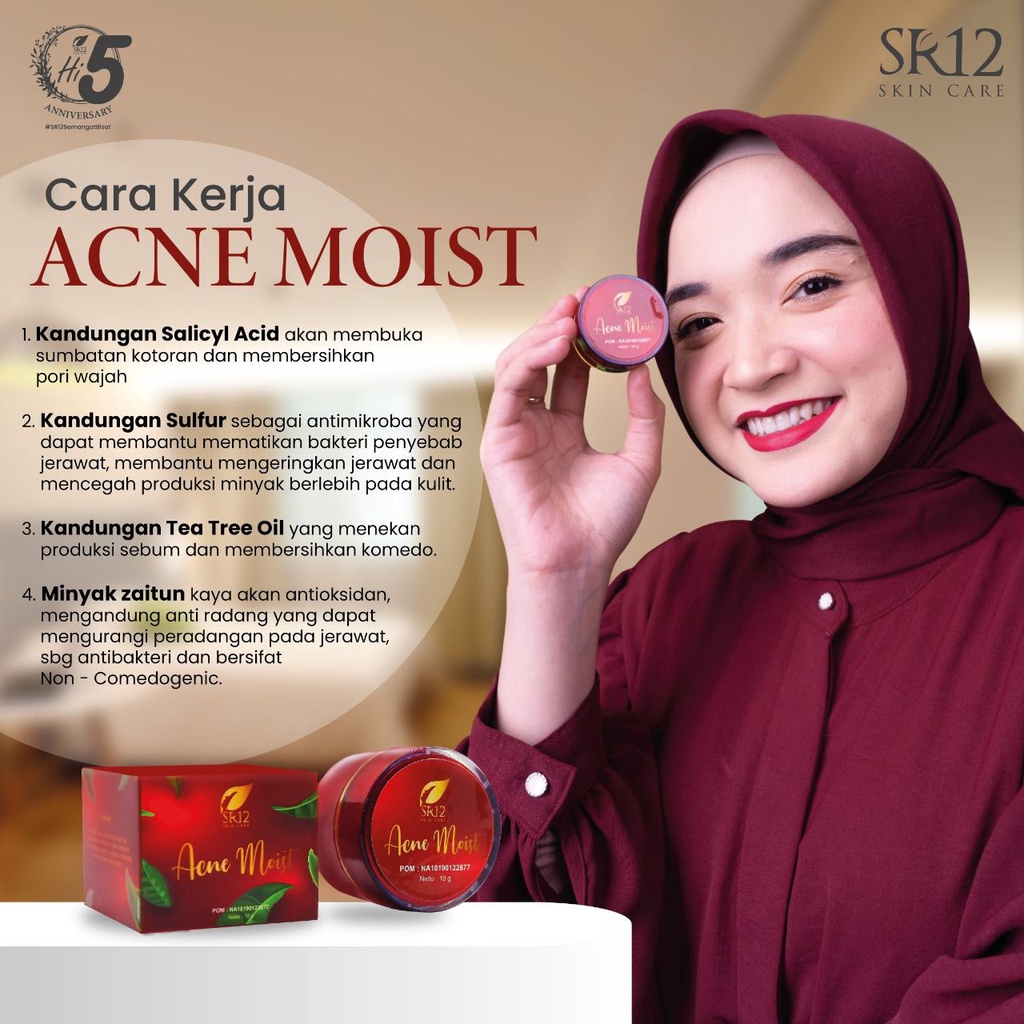 KRIM TUMPAS JERAWAT BPOM / ACNE MOIST CREAM SR12 / BEKAS JERAWAT / MENCERAHKAN WAJAH / KERUTAN WAJAH