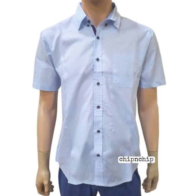 KEMEJA PRIA KEMEJA PRIA POSHBOY ORIGINAL NAZARIO FORMAL SHIRT KATUN BIRU EL09I09A82L