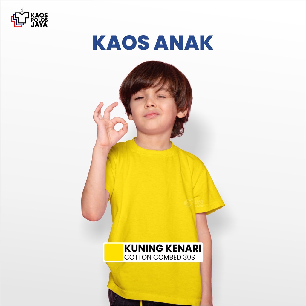 Kaos Polos Kuning Kenari / Fashion Anak / Kaos Polos Anak Combed 30s Kuning Kenari