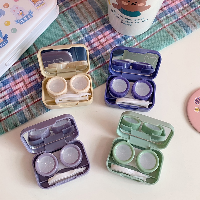 COD❤️Softlens Case Tempat Mini Kotak Soflens Warna Wadah Penyimpanan Lens Tekan Flip Cover Portable