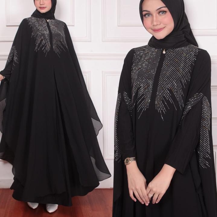 New RINA BUSANA - Abaya Kaftan Mewah dan Elegan Payet - Abaya Kaftan Hitam Mewah - Abaya Turki Mewah