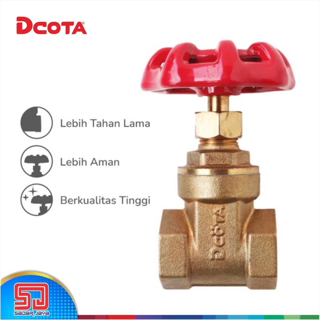 DCOTA Gate Valve 1-1/4&quot; 1-1/2&quot; Katup Keran PAM Stop Kran Drat Dalam Kuningan Brass PDAM Satu Seperempat Inchi Satu Setengan Inch