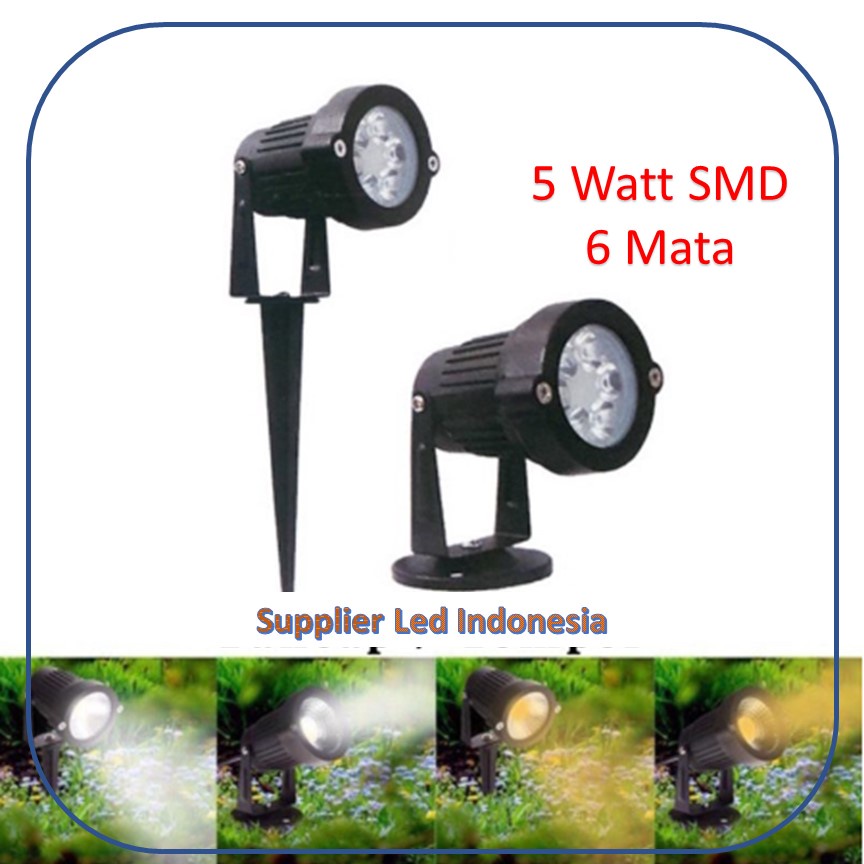 Lampu Taman Tancap 5 Watt SMD 6 Mata cahaya kuning