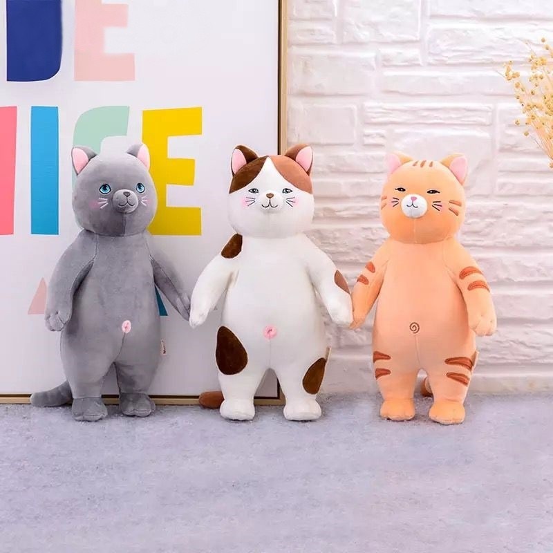 Metoo kucing Posisi Berdiri Cat Doll Kreatif Boneka Mainan Kartun Bantal Anak-anak Mainan untuk Anak Perempuan Anak Laki-laki Kawaii Bahan Halus Lembut