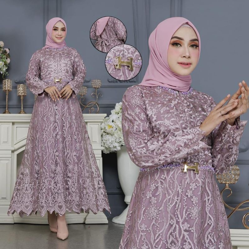 Gamis Tile Zahra Busui Frendly Kombinasi Payet Mutiara Modern/ Gamis/ Gamis Kondangan/ Gamis Tile/ Gamis Brokat/ Gamis Pesta/ Gamis Seragaman/ Gamis Mutiara/ Gamis Busui Frendly