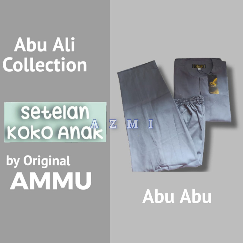 Baju Koko Setelan Anak Original Abu - Abu by ammu Abu Series Anak, Abu Ali Bahan Katun, Abu Aly collection